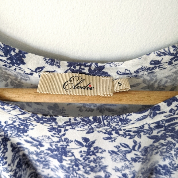 elodie blue & white halter tank top, small - Picture 5 of 6